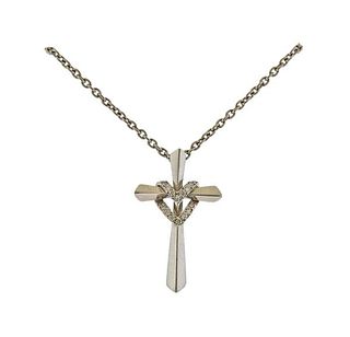 Scott Kay Platinum Diamond Cross Pendant Necklace 