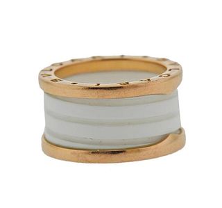 Bvlgari Bulgari B.Zero1 18K Gold Ceramic Band Ring Size 54
