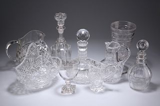 A GROUP OF GLASS
 Including Georgian decanter wit