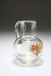 A GERMAN ENAMEL PAINTED GLASS WATER JUG, 19TH CEN