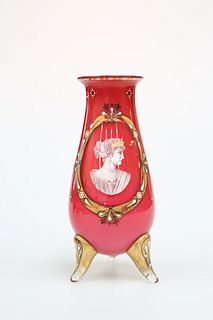 A BOHEMIAN CASED GLASS VASE, CIRCA 1860
 Of flask