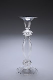A SALVIATI GLASS CANDLESTICK
 The ribbed bell-sha