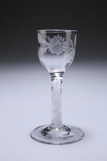 AN OPAQUE TWIST WINE GLASS
 Circa 1760
 The bucke