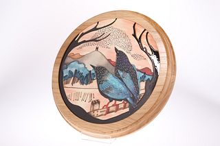 A MOORCROFT POTTERY LIMITED EDITION RSPB WALL PLA