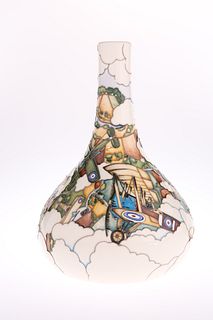 A MOORCROFT POTTERY VASE
 Tubelined and hand-pain