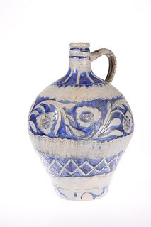 A WESTERWALD STONEWARE FLAGON, with loop handle, 