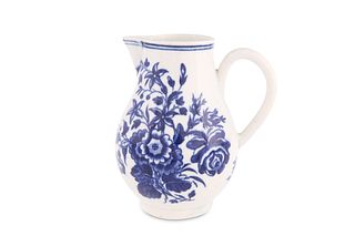 A WORCESTER BLUE AND WHITE SPARROW-BEAK JUG, CIRC