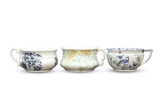 THREE LATE VICTORIAN/EDWARDIAN CHAMBER POTS, incl