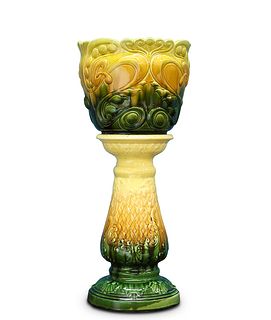 A BRETBY JARDINIERE ON STAND, LATE 19TH CENTURY, 
