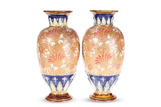 A PAIR OF ROYAL DOULTON SLATER'S PATENT STONEWARE