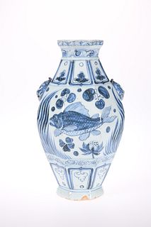 A CHINESE YUAN STYLE BLUE AND WHITE VASE
 Of octa