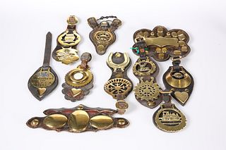 A LARGE COLLECTION OF HORSE BRASSES, Victorian an