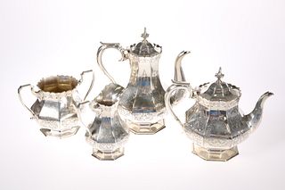 A VICTORIAN SILVER-PLATED FOUR-PIECE TEA AND COFF