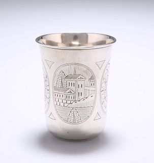 A 19TH CENTURY RUSSIAN SILVER BEAKER, Moscow 1883