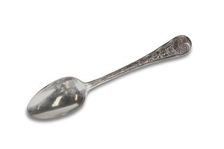 A VICTORIAN SILVER CHRISTENING SPOON OF UNUSUAL P