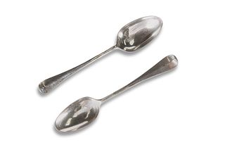 TWO 18TH CENTURY SILVER PICTURE-BACK SPOONS, each