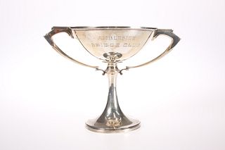 A GEORGE V SILVER TWO-HANDLED TROPHY, by William 