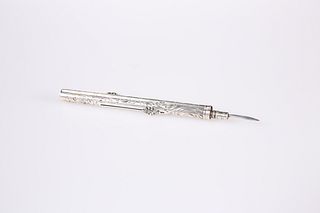 A 19TH CENTURY PUSH DIP-PEN AND TOOTHPICK, UNMARK