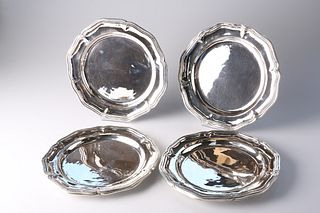 A SET OF SIX SILVER PLATES, of shaped octagonal f