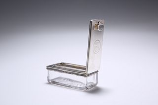 A VICTORIAN SILVER-TOPPED GLASS BOX, by Charles B