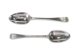 A PAIR OF GEORGE III SILVER TABLE SPOONS, by Will