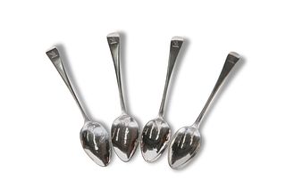 A SET OF FOUR GEORGE III SILVER TEASPOONS, by Rob
