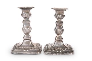 A PAIR OF EDWARDIAN SILVER CANDLESTICKS, by Thoma