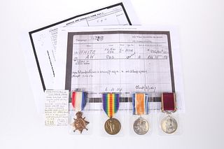 A 1914 MONS TRIO AND LONG SERVICE MEDAL, 15506 DU