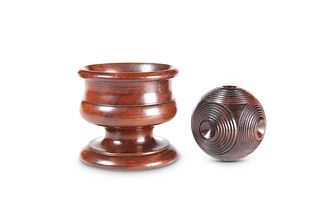 A SMALL GROUP OF TREEN, including puzzle ball, fo