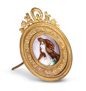 A LIMOGES ENAMEL PLAQUE, CIRCA 1900, painted with