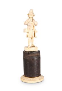 A DIEPPE IVORY FIGURE, CIRCA 1870, carved as an o