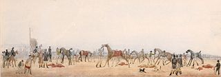 A SET OF FOUR 19TH CENTURY COLOURED HORSE RACING 