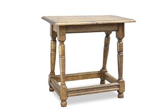 A 17TH CENTURY STYLE OAK JOINT STOOL, with rectan