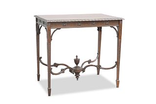 A VICTORIAN CHIPPENDALE STYLE SILVER TABLE, the r