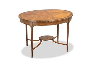 AN INLAID SATINWOOD CENTRE TABLE, CIRCA 1890, the