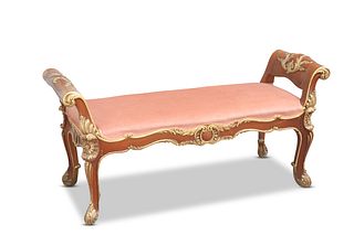 A HANDSOME PARCEL-GILT WINDOW SEAT, IN LOUIS XV S