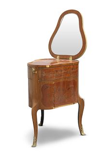 A FRENCH PEN WORK DRESSING CHEST, pear-shaped, th