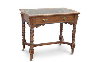 A LATE VICTORIAN MAHOGANY WRITING TABLE, BY MAPLE