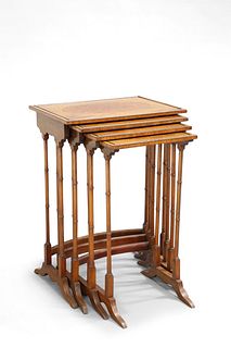 A SET OF FOUR REGENCY ROSEWOOD-BANDED AND BIRD'S 