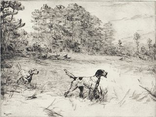 Percival Rosseau (1859-1937)  Two Setters on Point