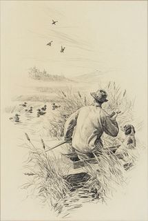 Aiden Lassell Ripley (1896-1969)  Duck Hunter with Dog