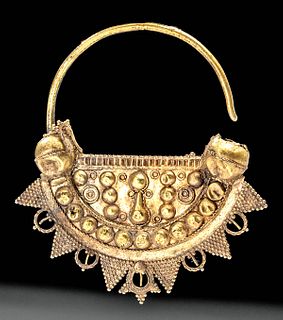 10th C. Islamic 10K+ Gold Granulated Earring