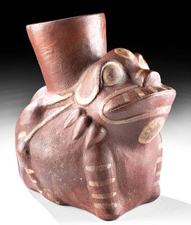 Moche Bichrome Spouted Vessel - Frog / Toad