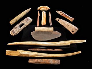 19th C. Inuit Bone &Stone Tool Assortment inc. Ulu