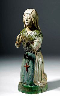 19th C. Mexican Wood Santo - Praying Woman