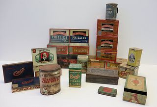 Lot of 20 Antique Advertising Cigar Tin Boxes