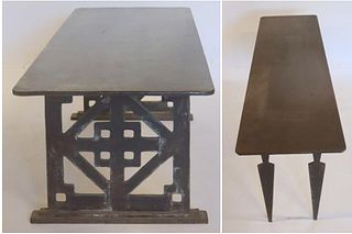 2 Stuart Kraft Hand Wrought  Steel Tables