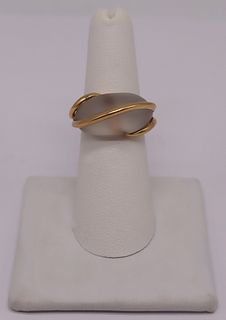JEWELRY. Signed French 18kt Gold and Frosted Glass