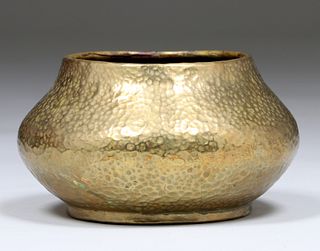 Russian Arts & Crafts Hammered Brass Vase c1905