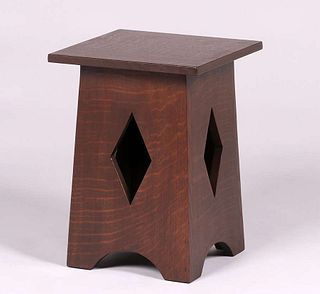 Brooks Furniture Co Diamond-Cutout Taboret c1910